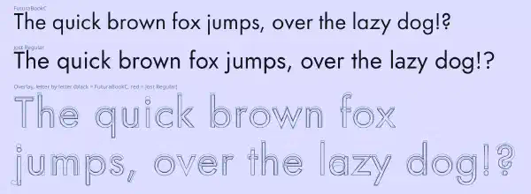 Jost and Futura overlaid letter by letter